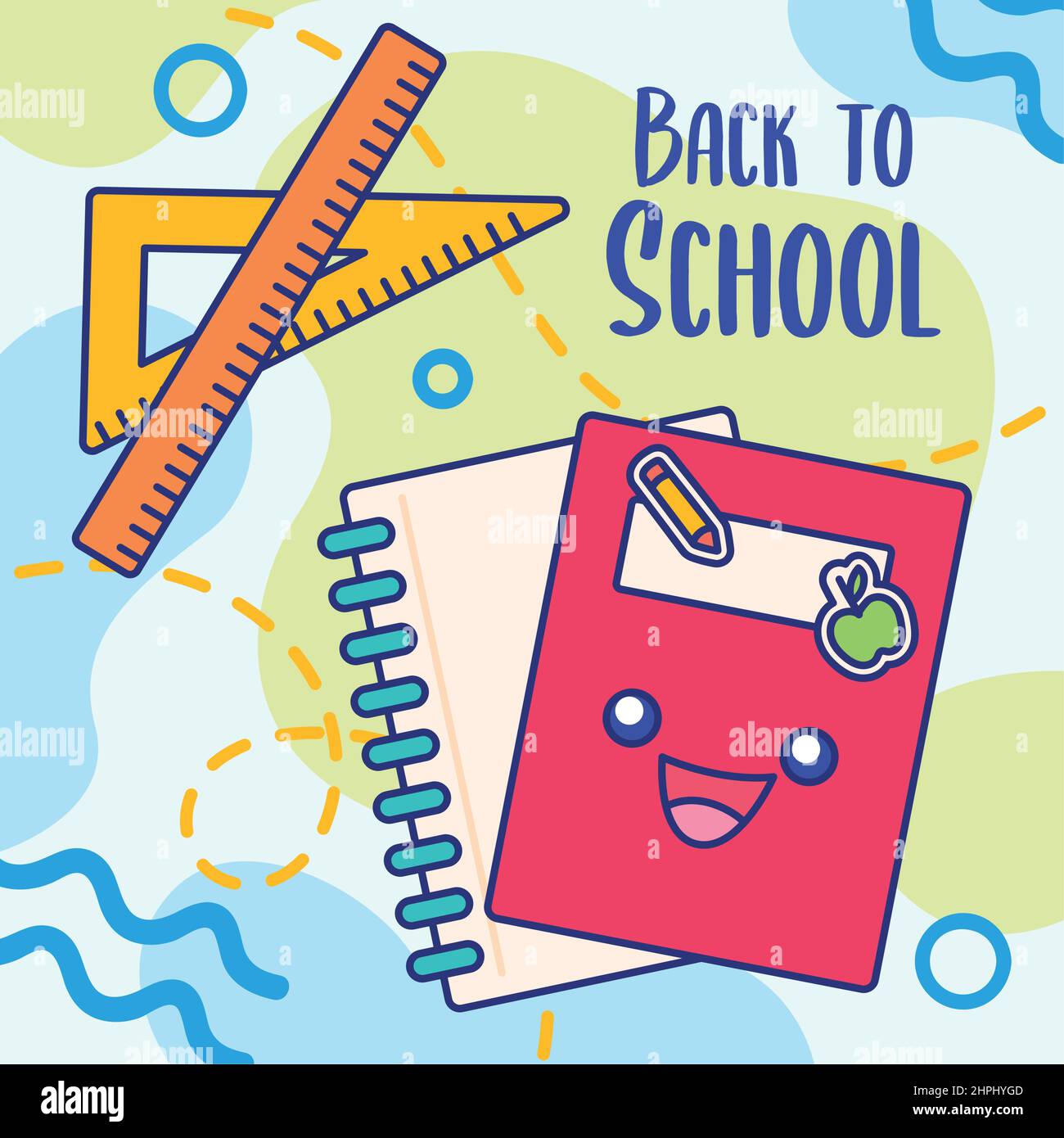 Colored back to school poster math class Happy book character Vector ...