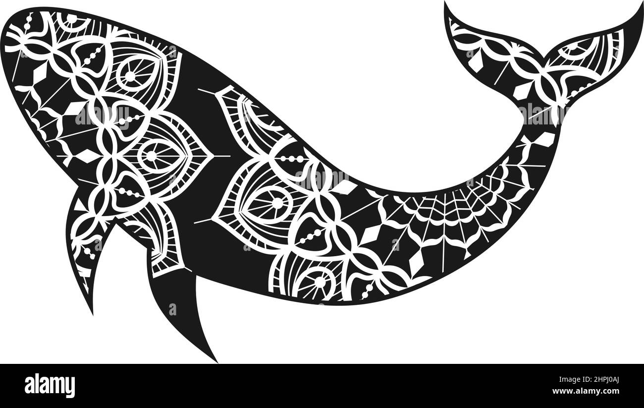 Whale animal mandala design illustration vector Stock Vector