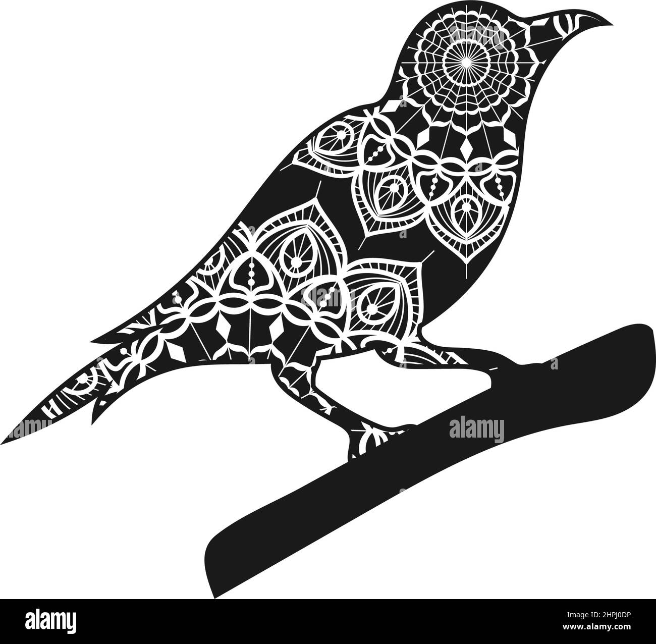 Bird animal mandala design illustration vector Stock Vector
