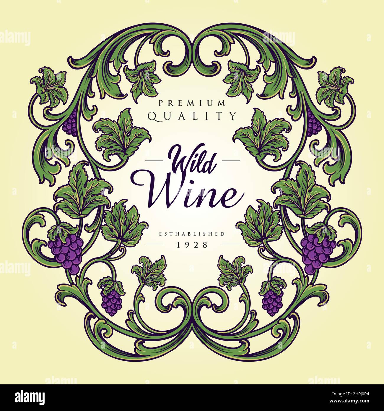 Luxury vintage wine floral label vector illustrations for your work logo, merchandise t-shirt, stickers and label designs, poster, greeting cards Stock Vector