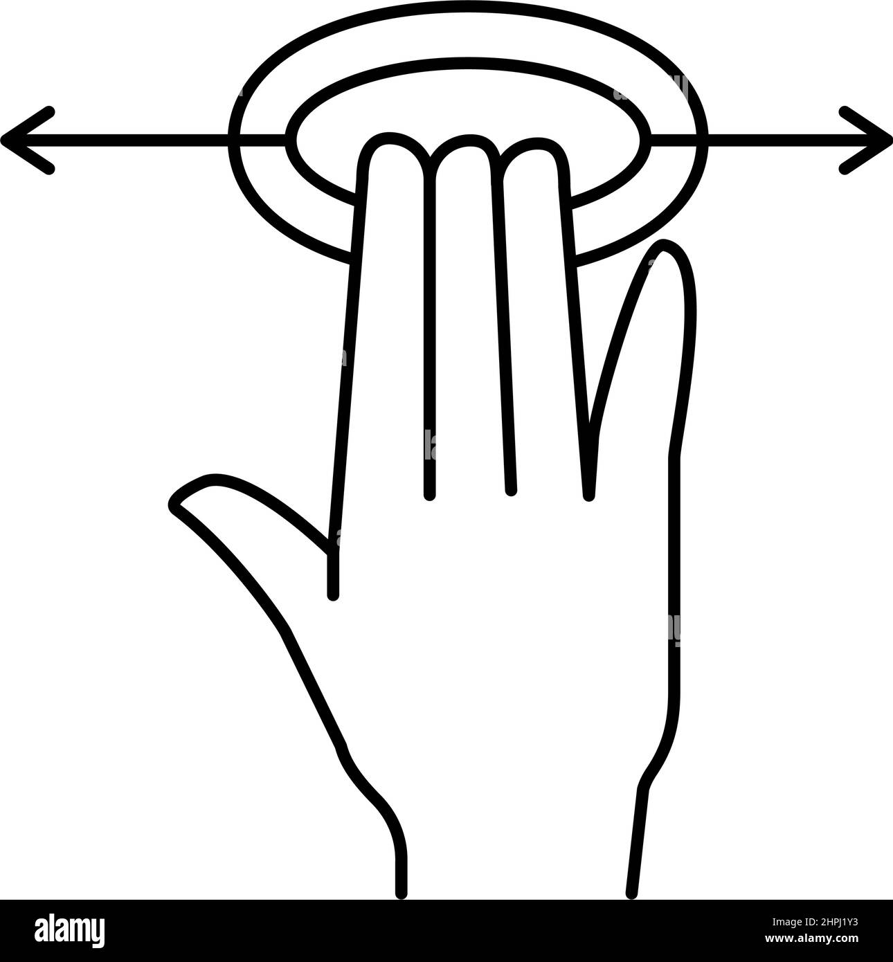 smartphone screen touch with three fingers line icon vector ...