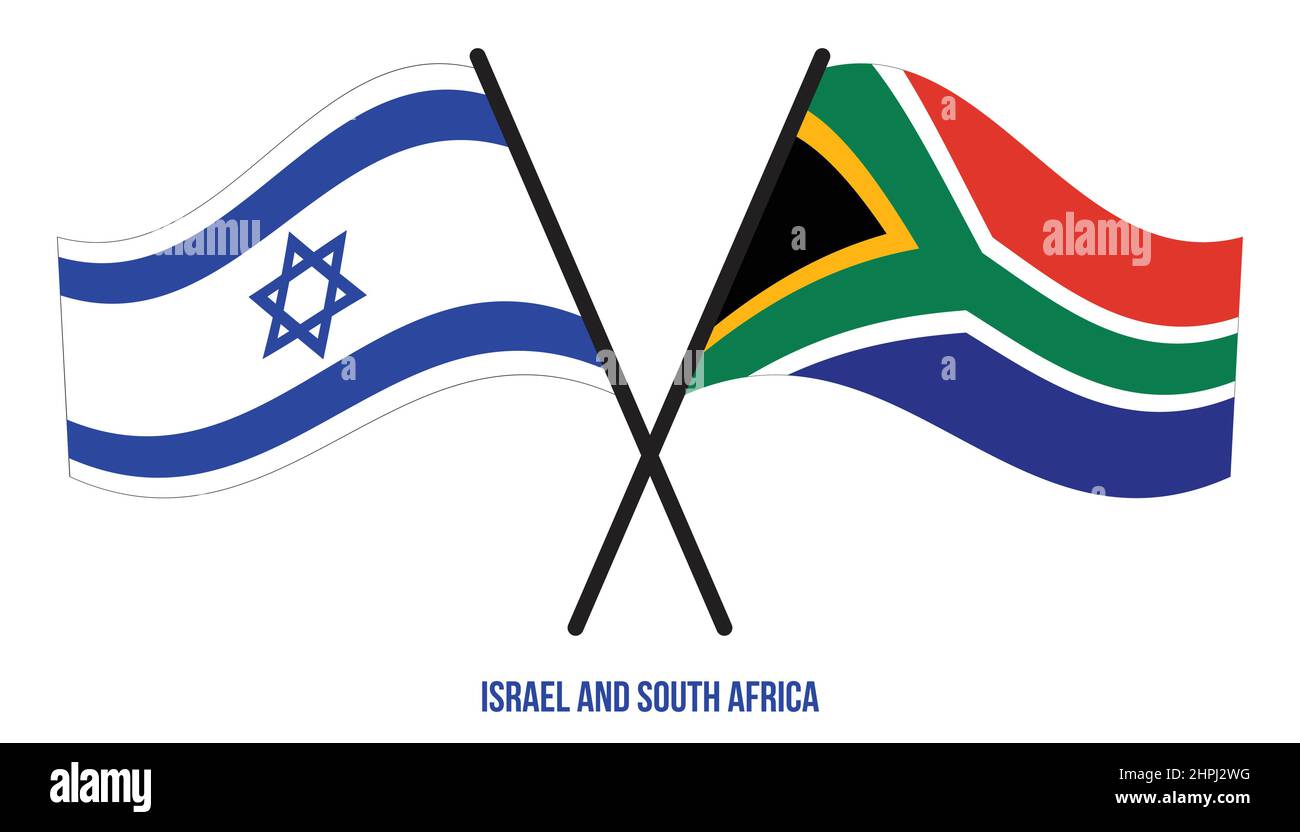 Israel and South Africa Flags Crossed And Waving Flat Style. Official ...