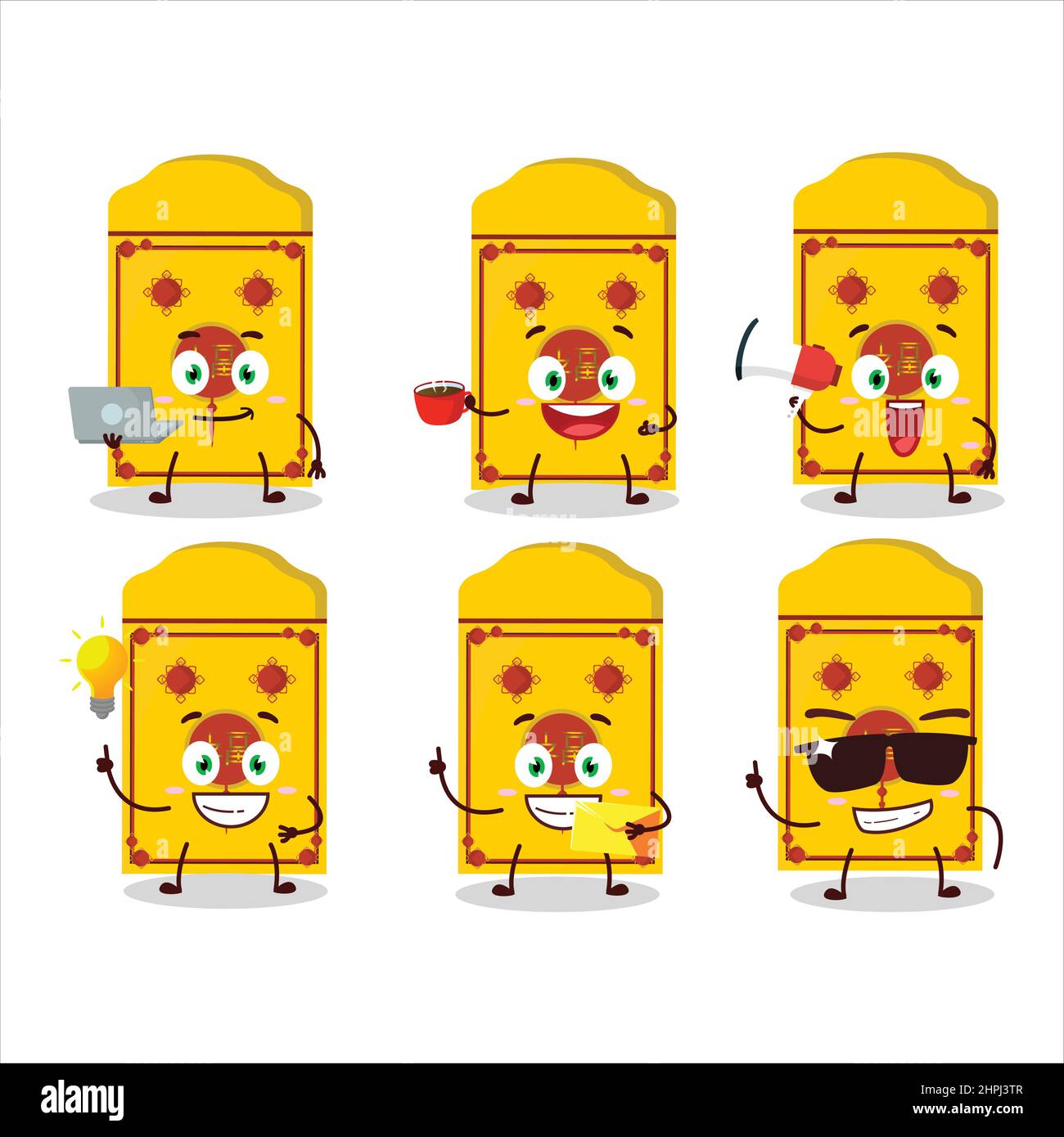 Yellow packets chinese cartoon character with various types of business ...