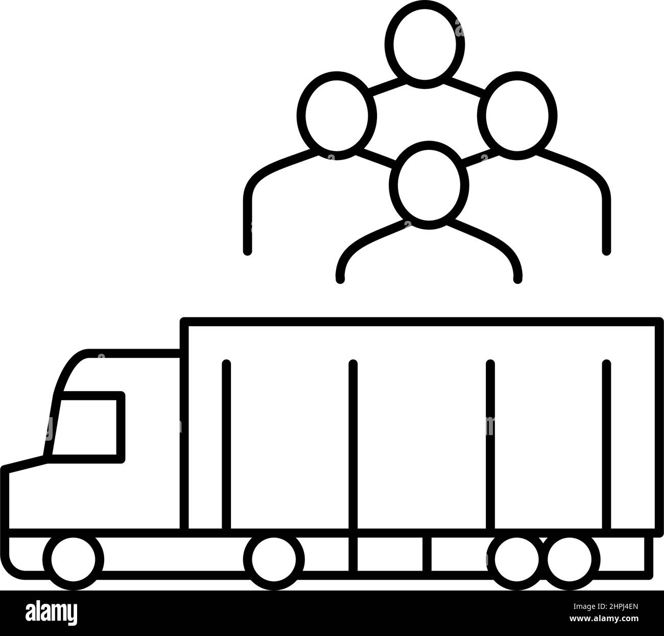 truck transportation refugee line icon vector illustration Stock Vector