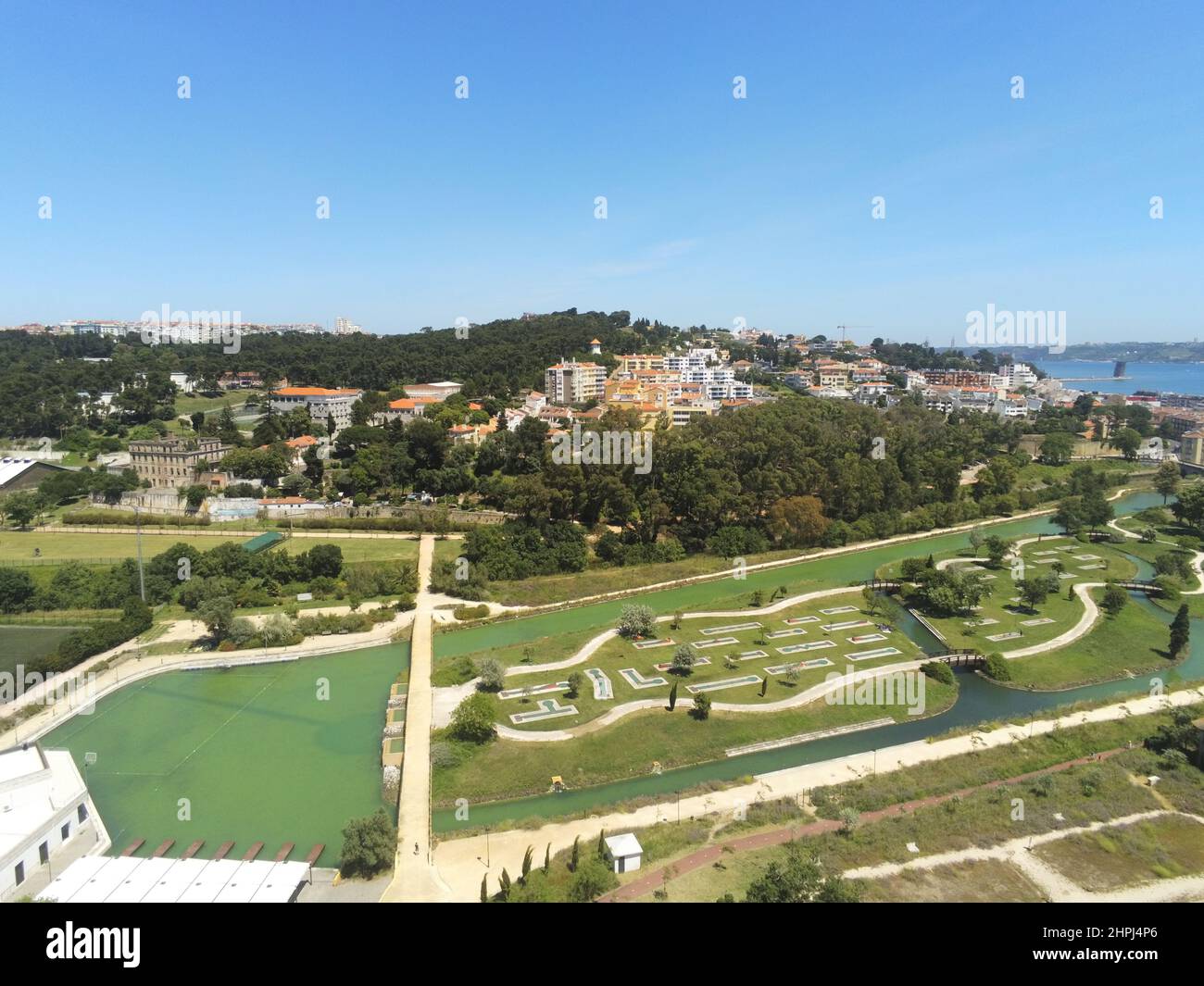 Aerial shot of Jamor Sports Complex in Alges, Portugal Stock Photo Alamy