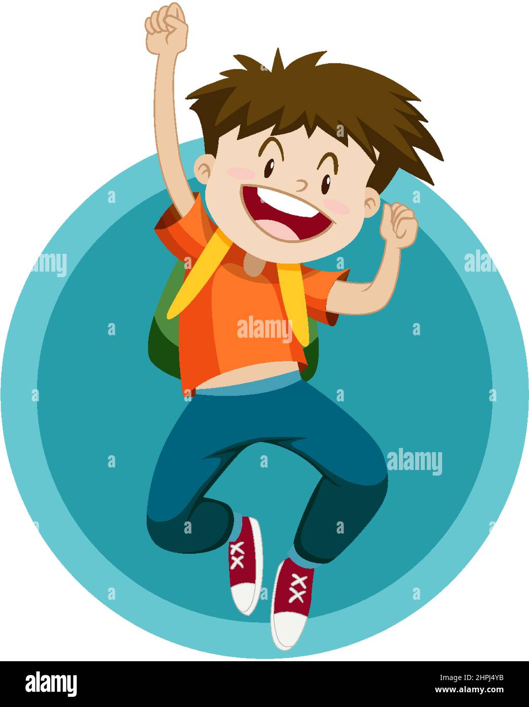 Happy boy with backpack jumping illustration Stock Vector Image & Art ...