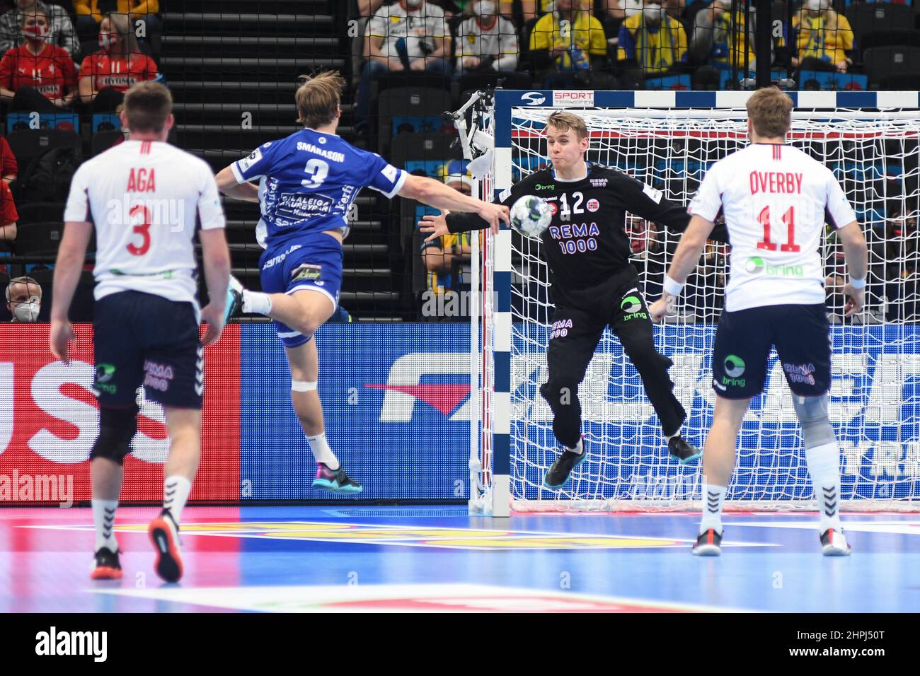 Kristian Saeveraas (Norway) against Iceland. EHF Euro 2022. 5º placement match Stock Photo
