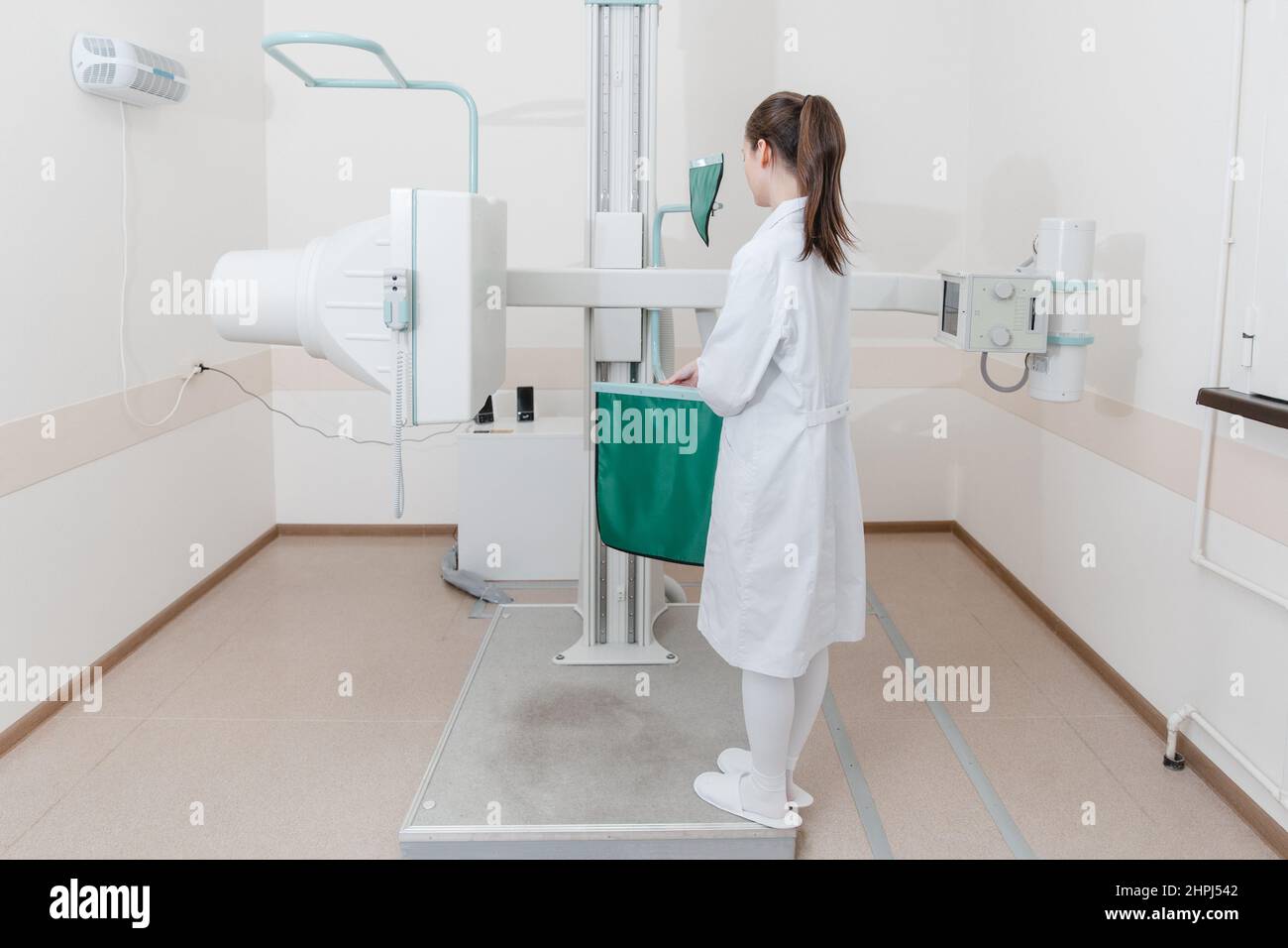 Hospital Radiology Room. Xray machine for fluorography. Doctor