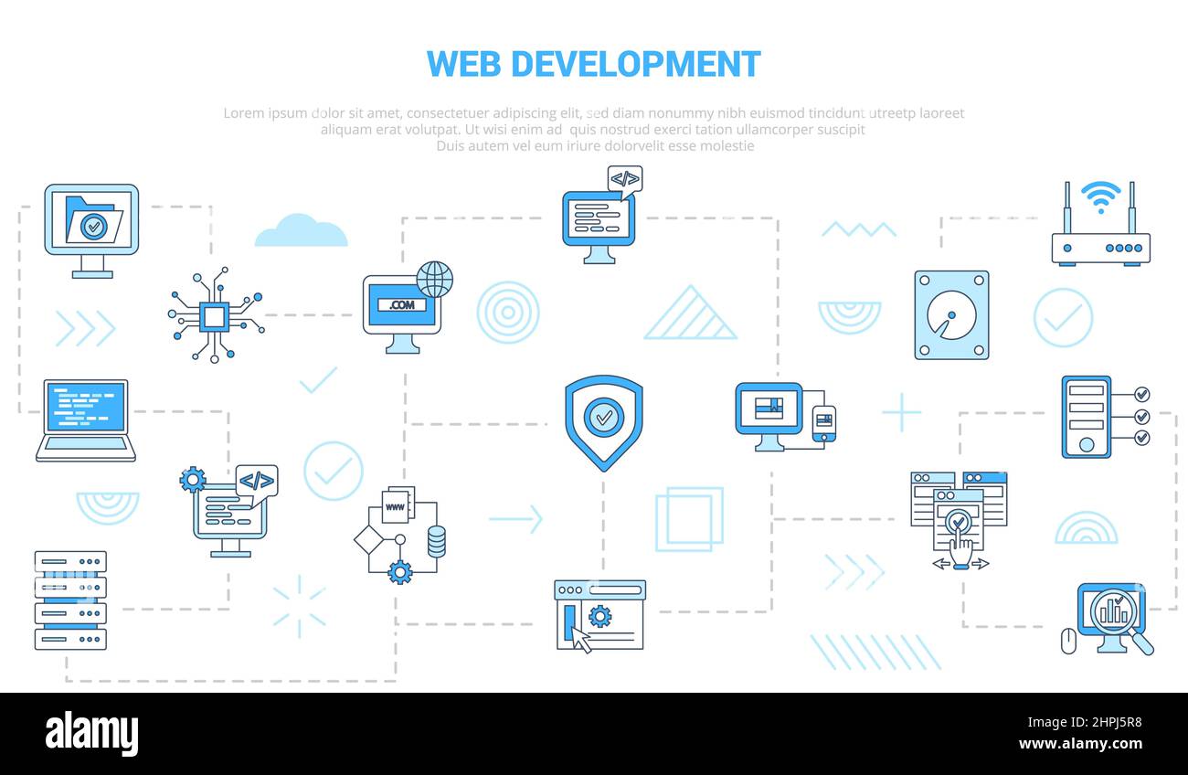 web development website concept with icon set template banner with ...