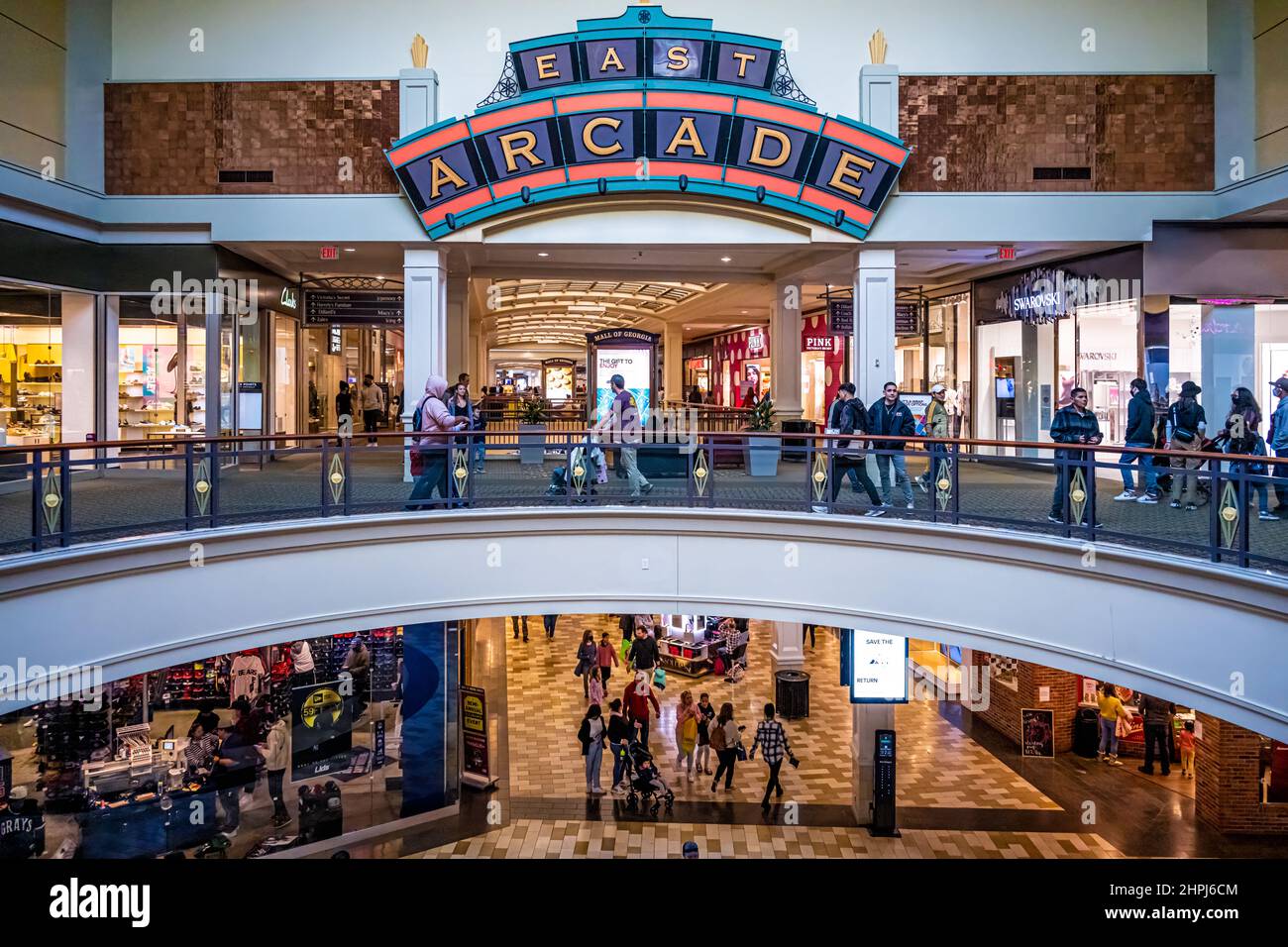 360-degree panoramic view of high-end retail space at shopping mall, Atlanta,  Georgia