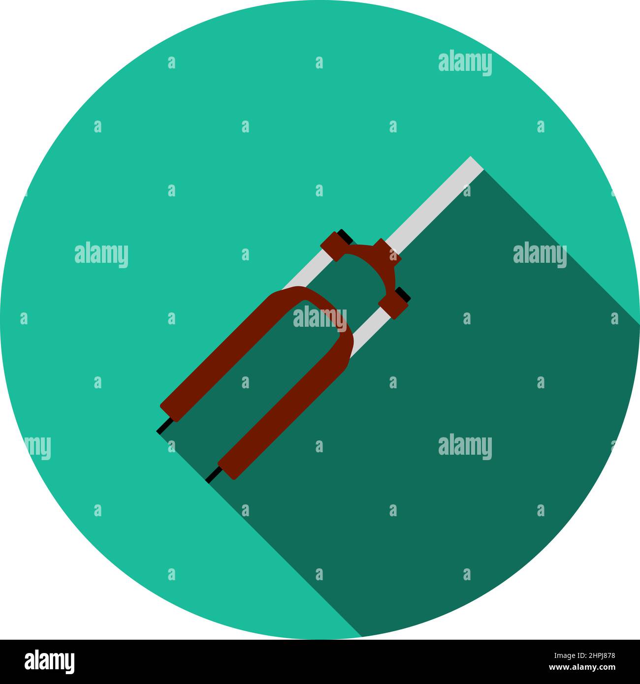 Bike Fork Icon. Flat Circle Stencil Design With Long Shadow. Vector Illustration. Stock Vector