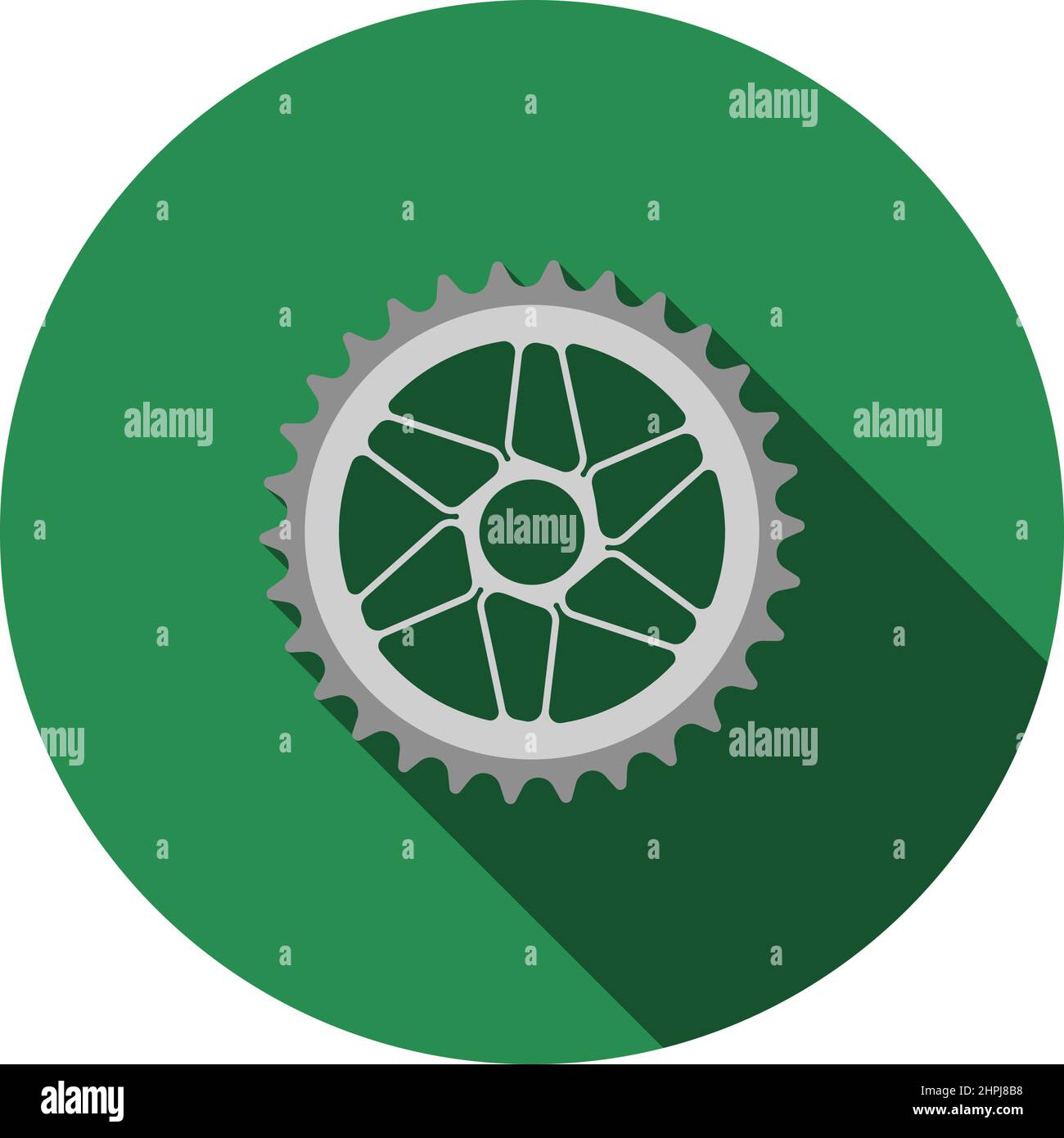 Bike Gear Star Icon. Flat Circle Stencil Design With Long Shadow. Vector Illustration. Stock Vector