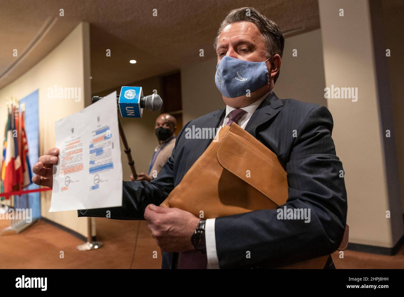 Ukraine Permanent Representative to the UN Sergiy Kyslytsya briefs ...