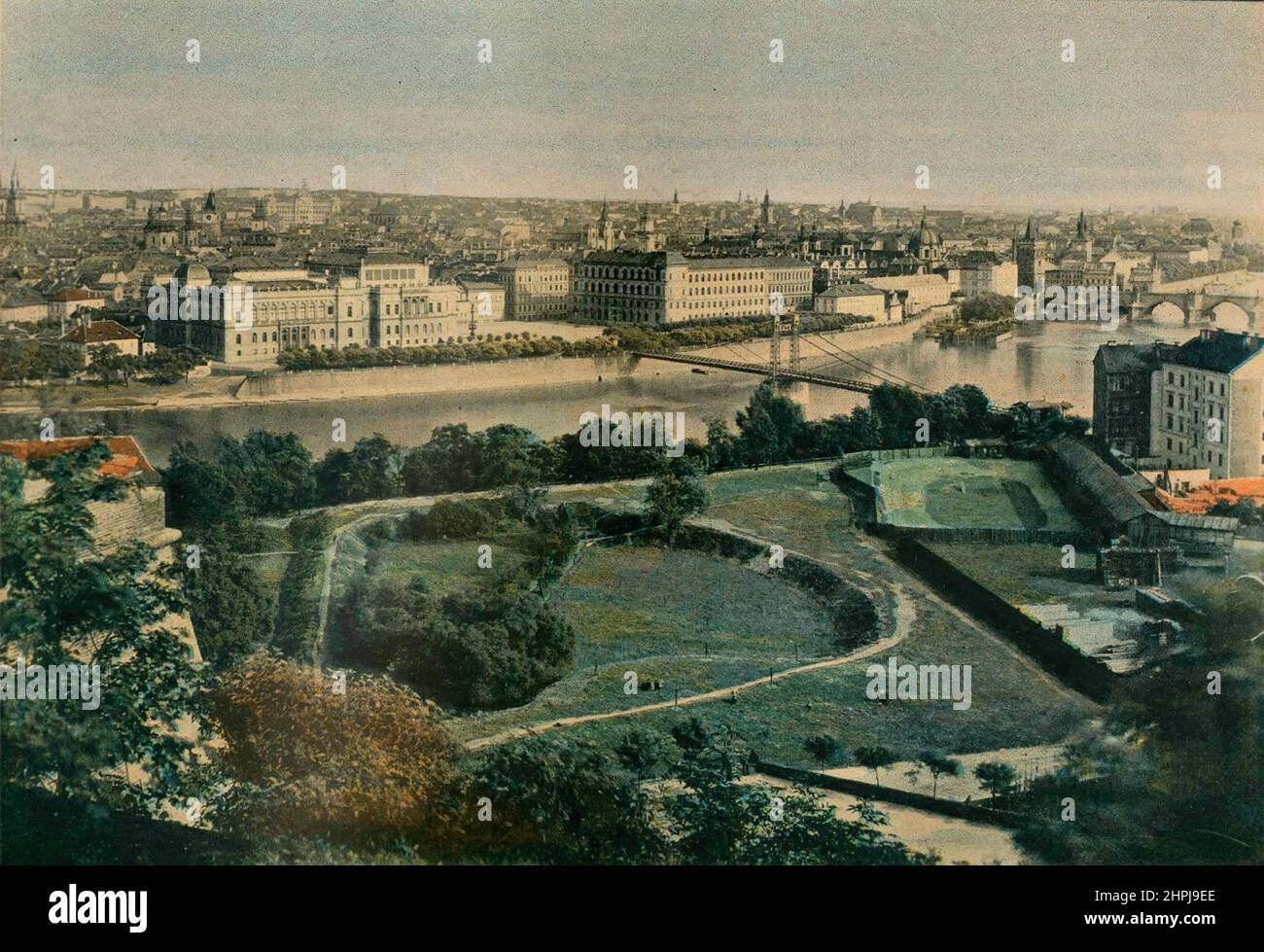 PRAGUE. VUE GÉNÉRALE. Autour Du Monde  - Autriche - Hongrie 1895 - 1900   (2)  - 19 th century french colored photography print Stock Photo