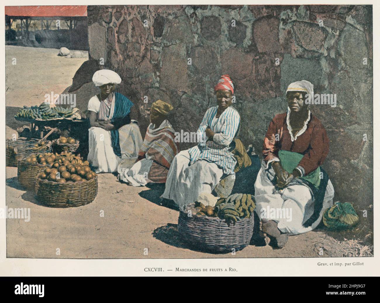 Autour Du Monde BrÃ©sil 1895 - 1900  (7)  - 19 th century french colored photography print Stock Photo