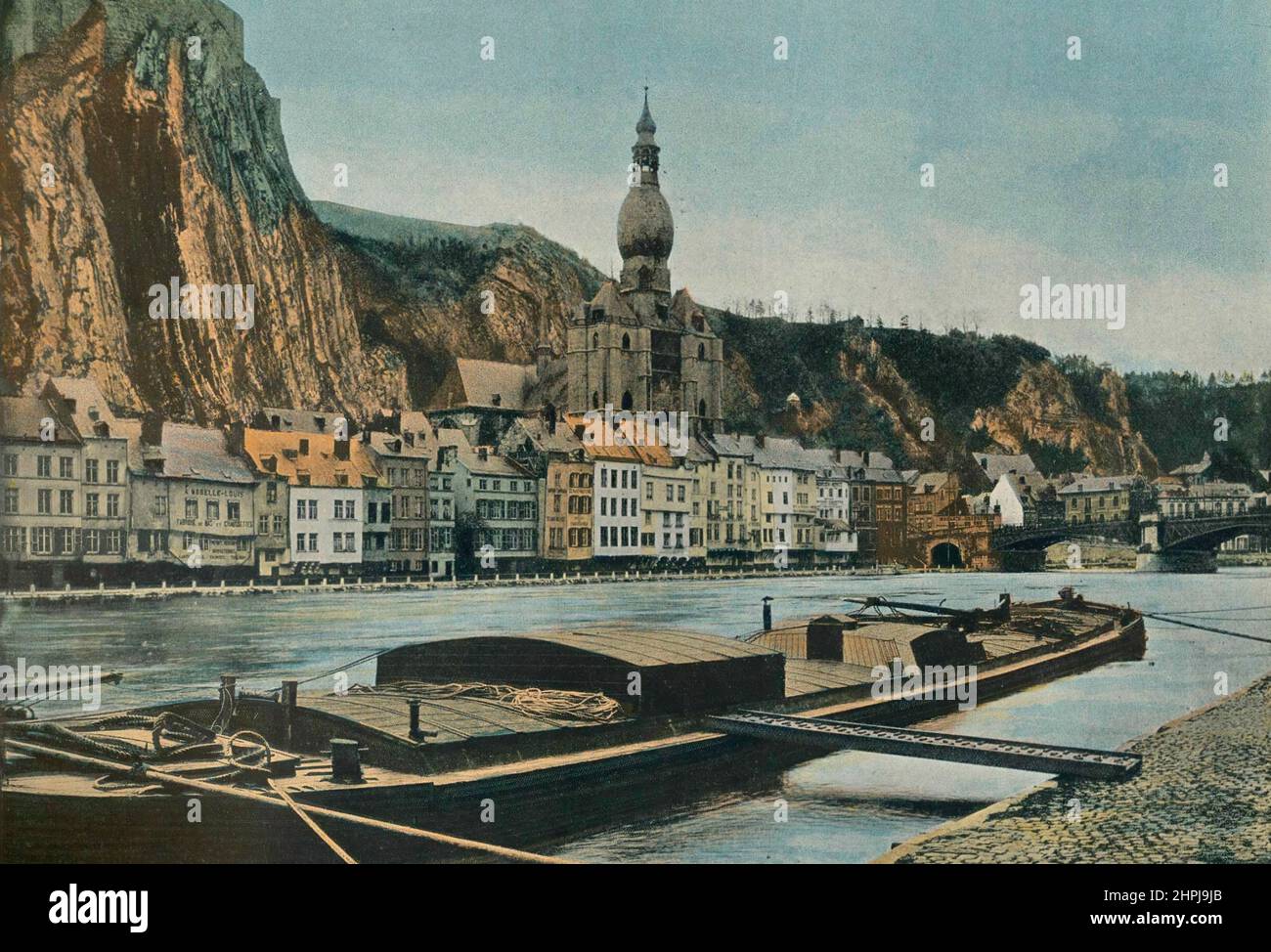 Dinant Autour Du Monde En Belgique 1895 - 1900  (6)  - 19 th century french colored photography print Stock Photo