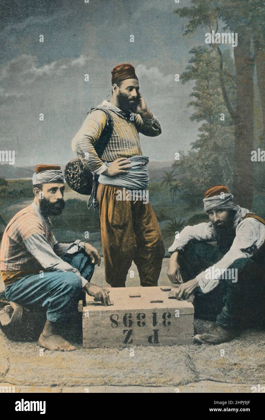 PORTEFAIX A SALONIQUE Autour Du Monde En Macedoine, 1895 - 1910  (3)  - 19 th century french colored photography print Stock Photo