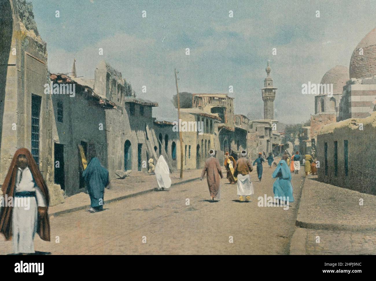 Damas Autour Du Monde Syrie 1895 - 1900  (8)  - 19 th century french colored photography print Stock Photo