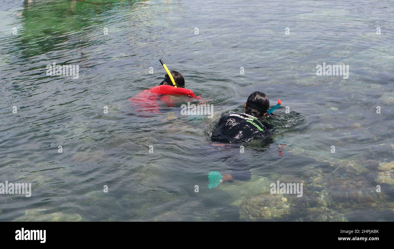 Probolinggo Indonesia - December 20, 2020. Gili Ketapang is a village and a small island in the Madura Strait. A place for marine tourism and snorkeli Stock Photo