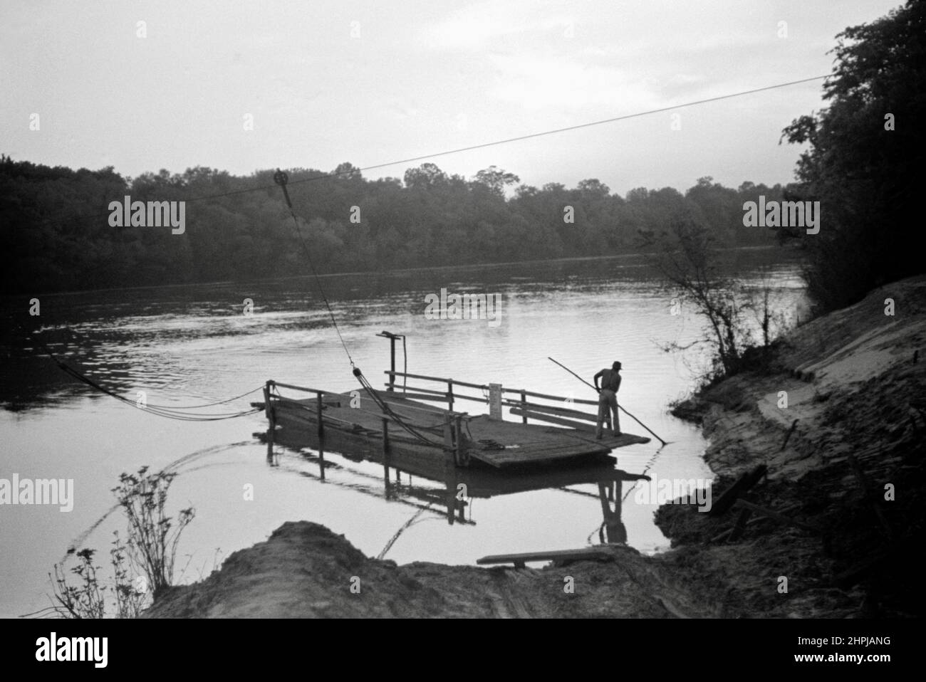 Marion Post Wolcott - Old cable ferry between Camden and Gees Bend, Alabama, USA - 1939 Stock Photo