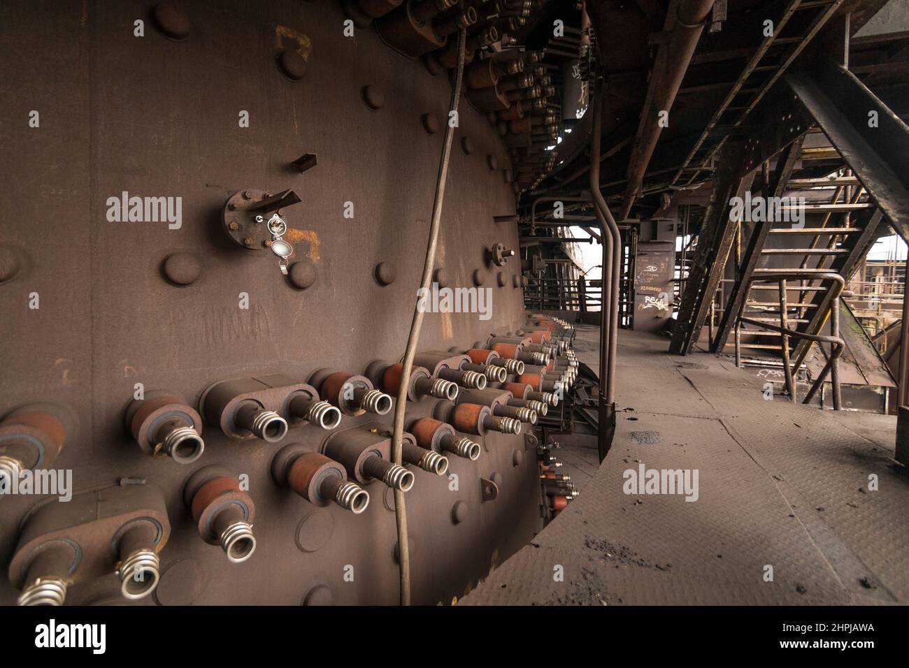 Closed and abandoned blast furnaces HFB in Liege, Belgium Stock Photo
