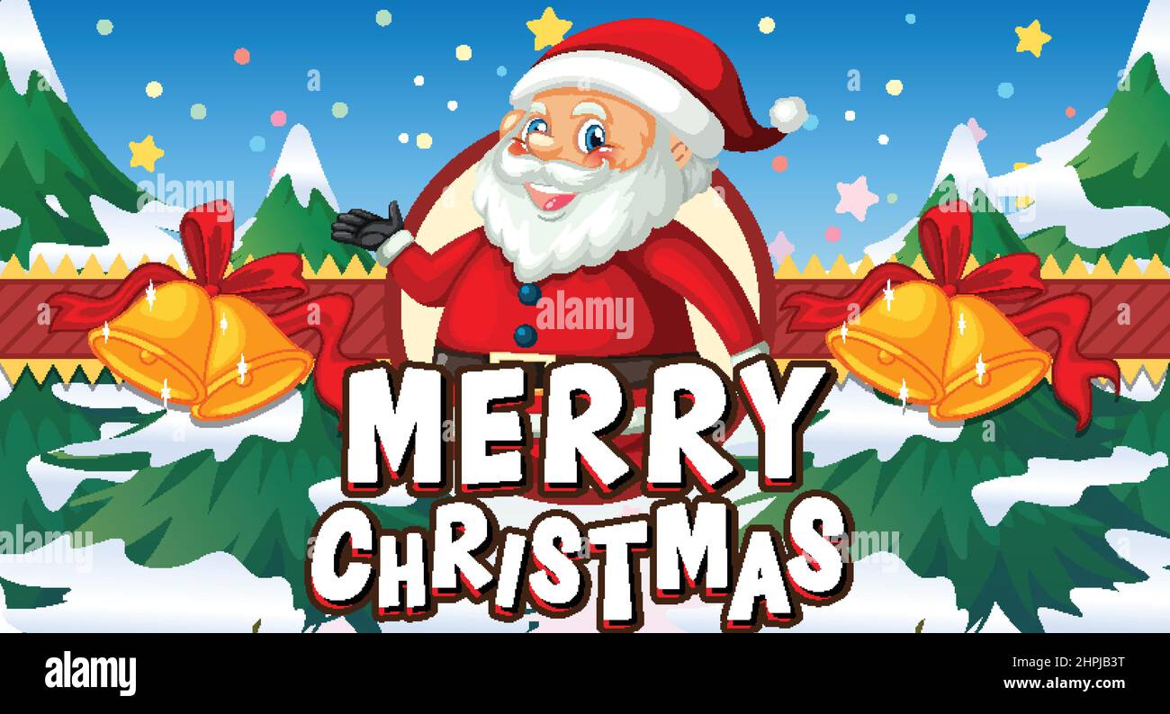 Merry Christmas banner design with Santa Claus cartoon character ...