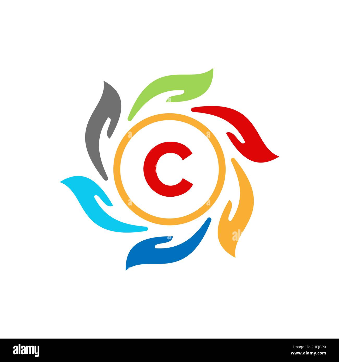 Health Care, Pharmacy, Medical Logo Design On Letter C. Charity Hand