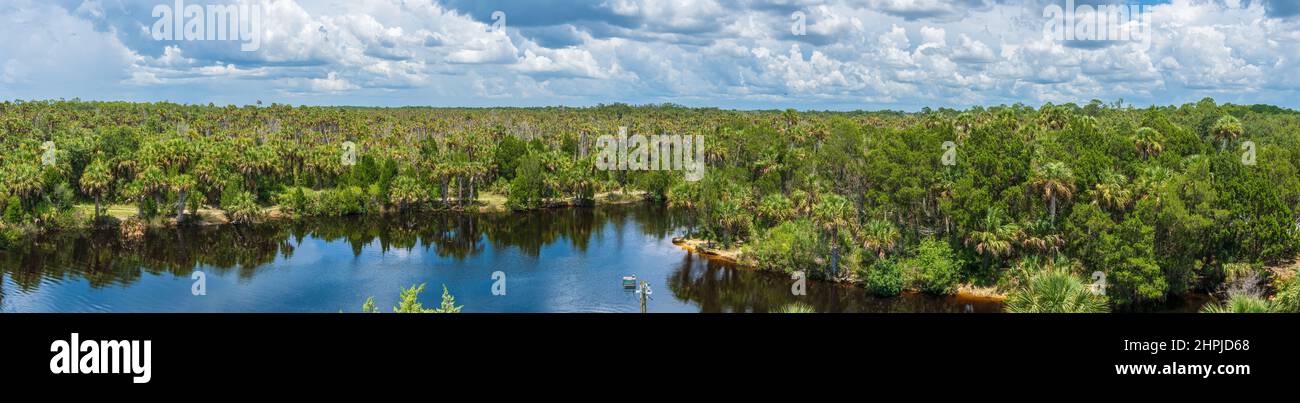 Panorama of Weekiwachee Wildlife Management Area - Spring Hill, Florida, USA Stock Photo