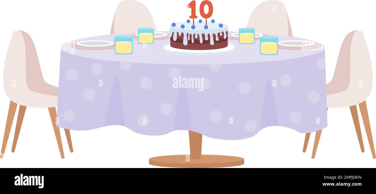 Kid birthday festive board semi flat color vector object Stock Vector