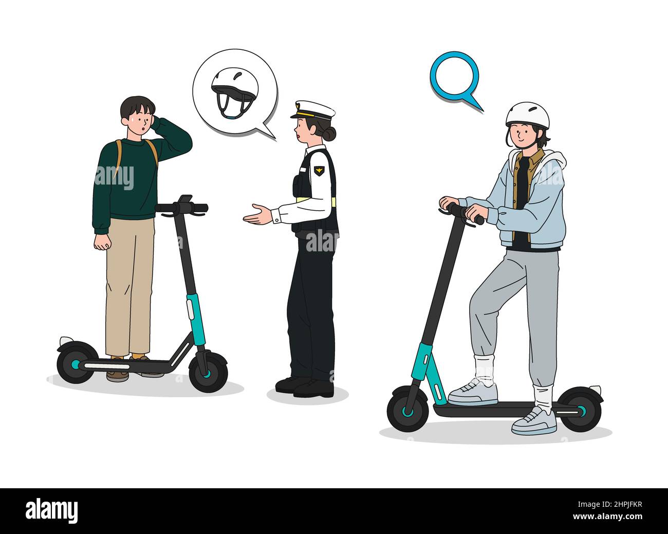 electric scooter safety regulations, wear helmet Stock Photo Alamy