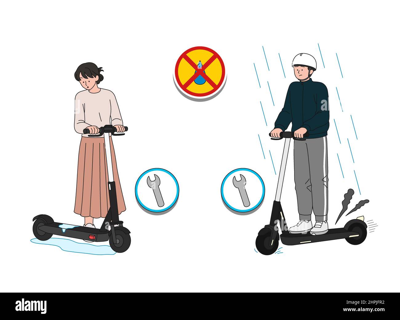 electric scooter safety regulations, refrain from driving on rainy day