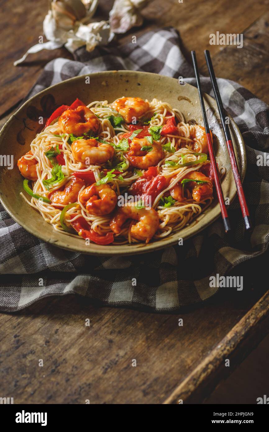 Seafood noodles Stock Photo