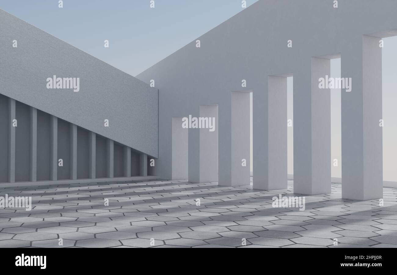 Empty outdoor ground background, 3d rendering. Computer digital drawing ...