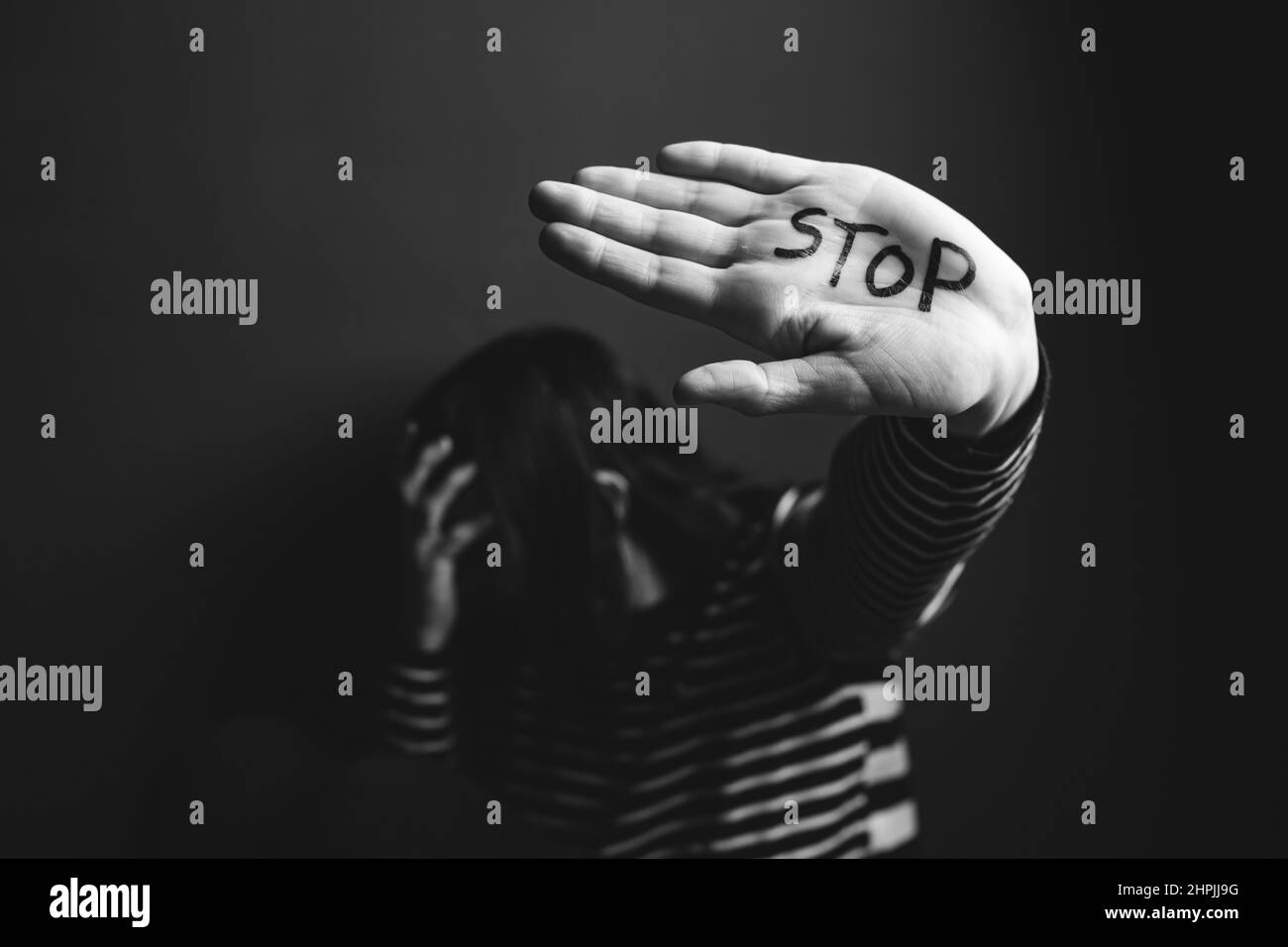 Domestic violence against women Black and White Stock Photos & Images ...