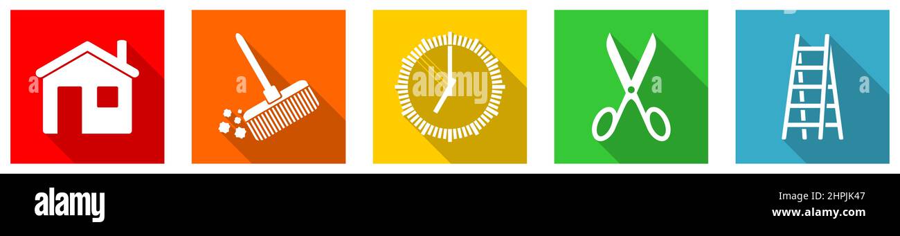 Set of colorful web flat design vector icons, internet concept buttons ...