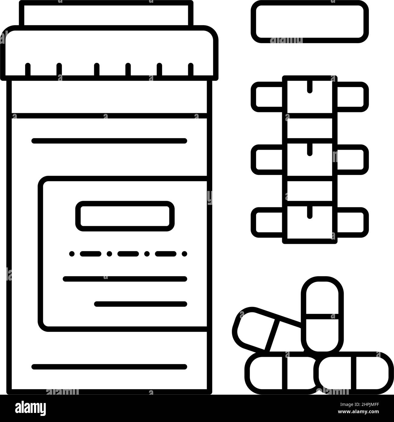 pain reliever pills scoliosis line icon vector illustration Stock