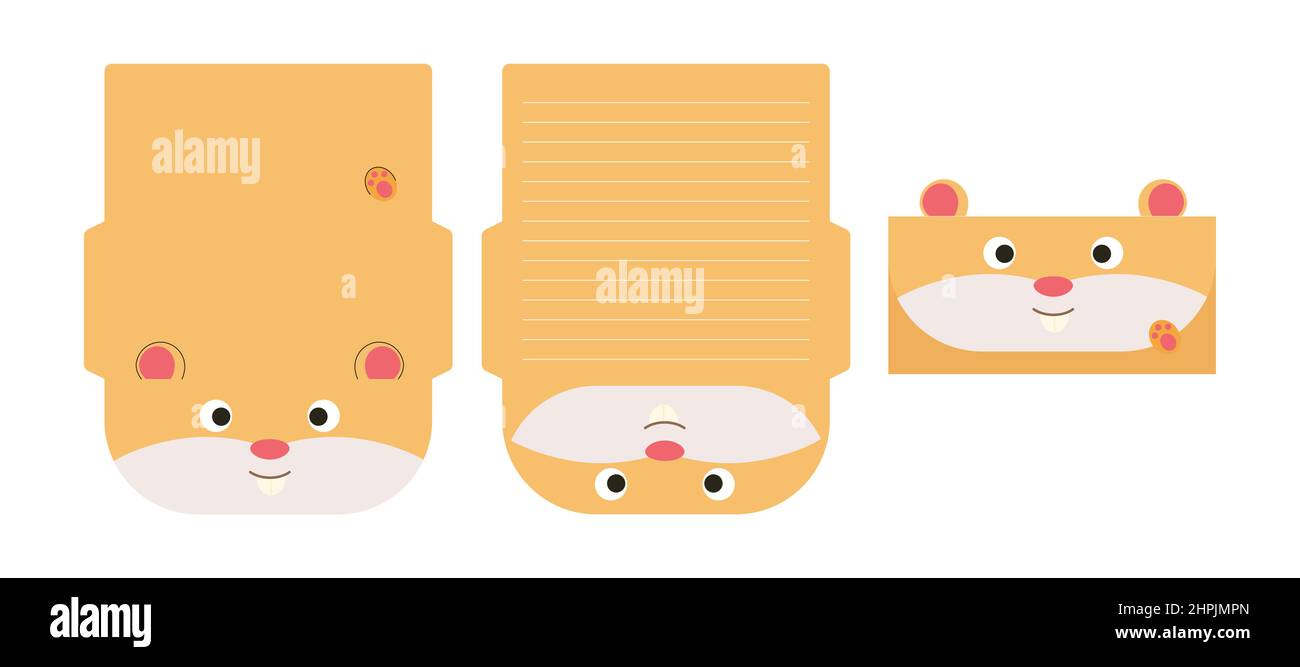 cute lovely hamster letter writing stationery paper laser cutting card template animal design for greeting invitation thank you cards vector stock stock vector image art alamy