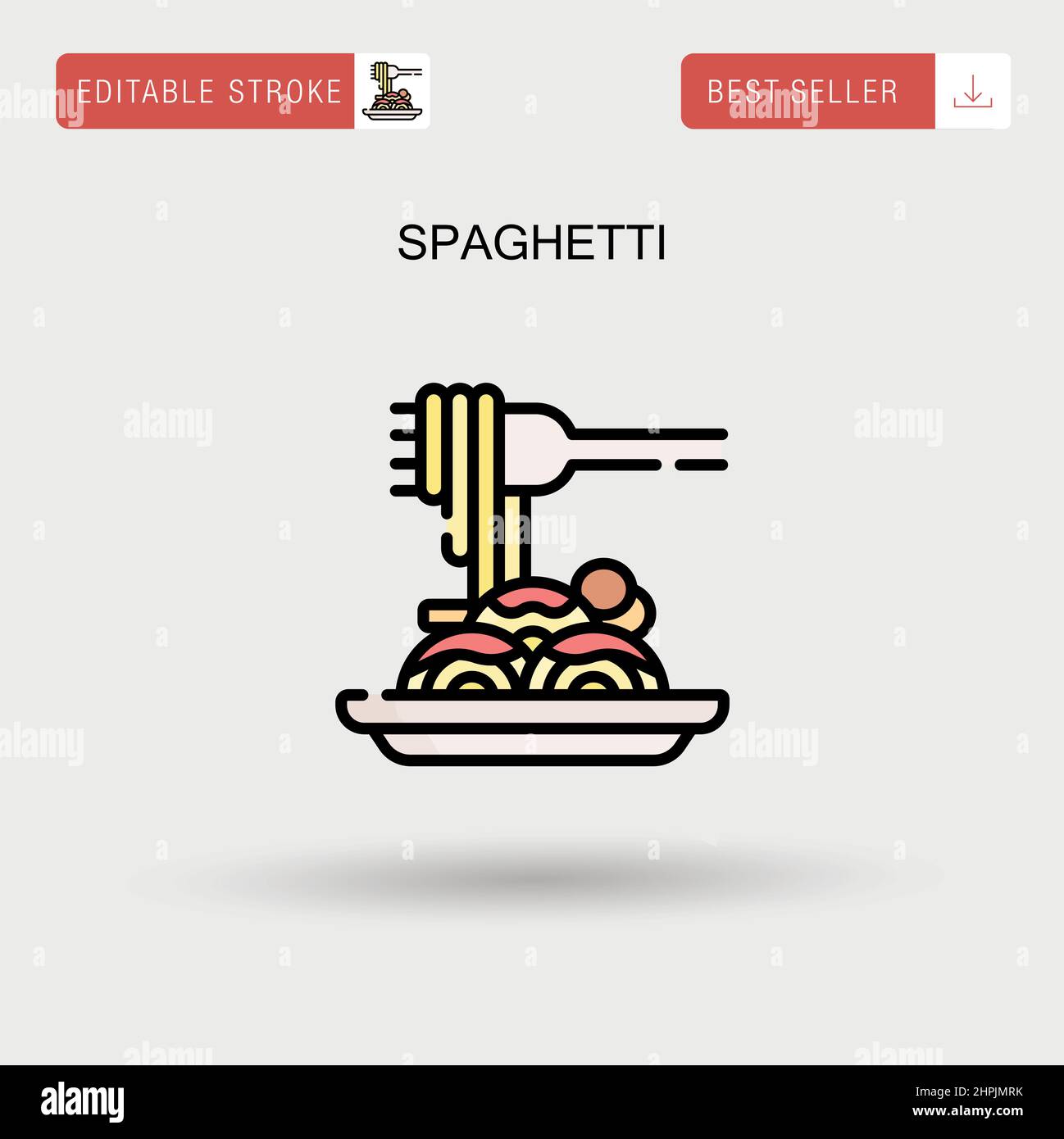 Spaghetti Simple vector icon. Stock Vector