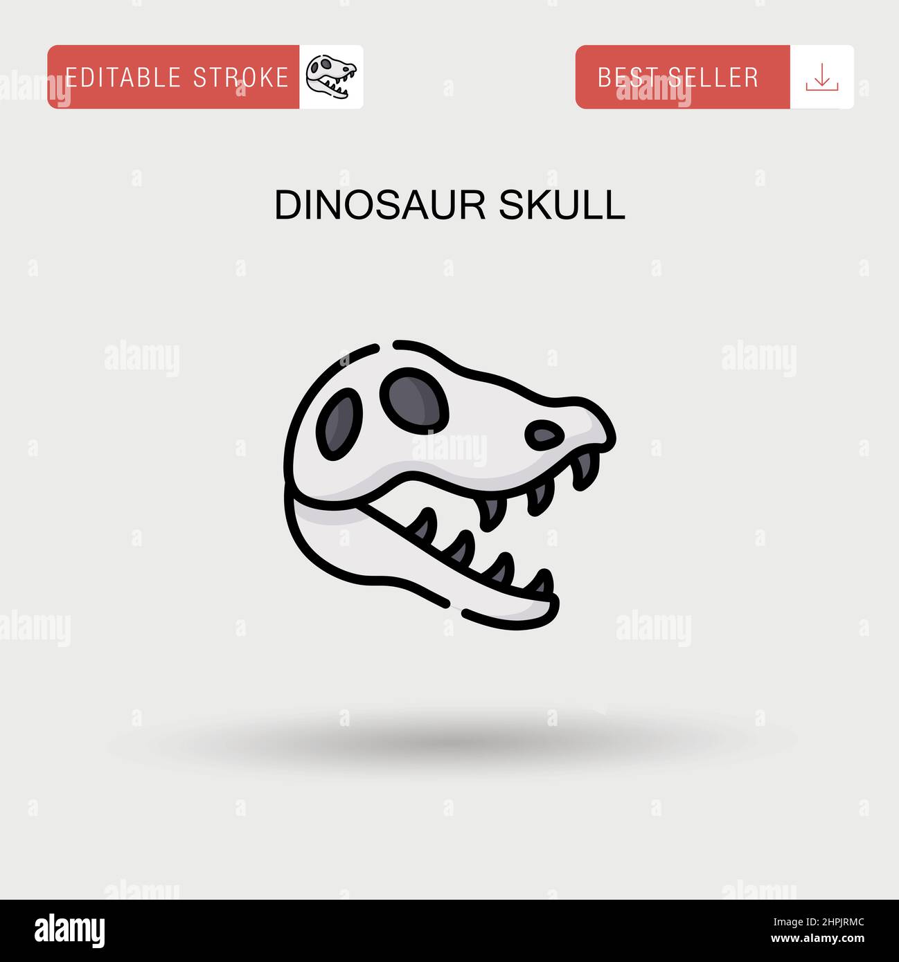 Dinosaur skull Simple vector icon. Stock Vector