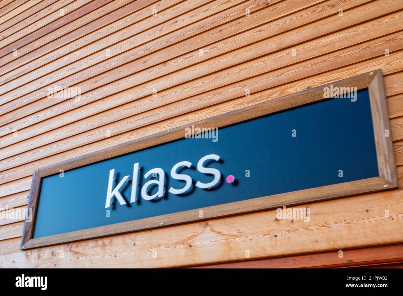 Klass clothing logo in the city of Sheffield in Yorkshire Stock Photo