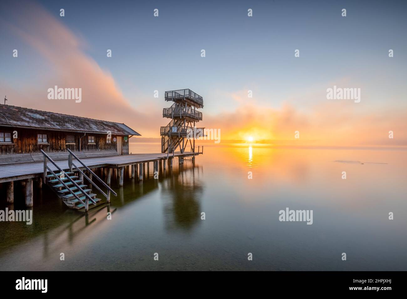 Sunrise at the lake Stock Photo