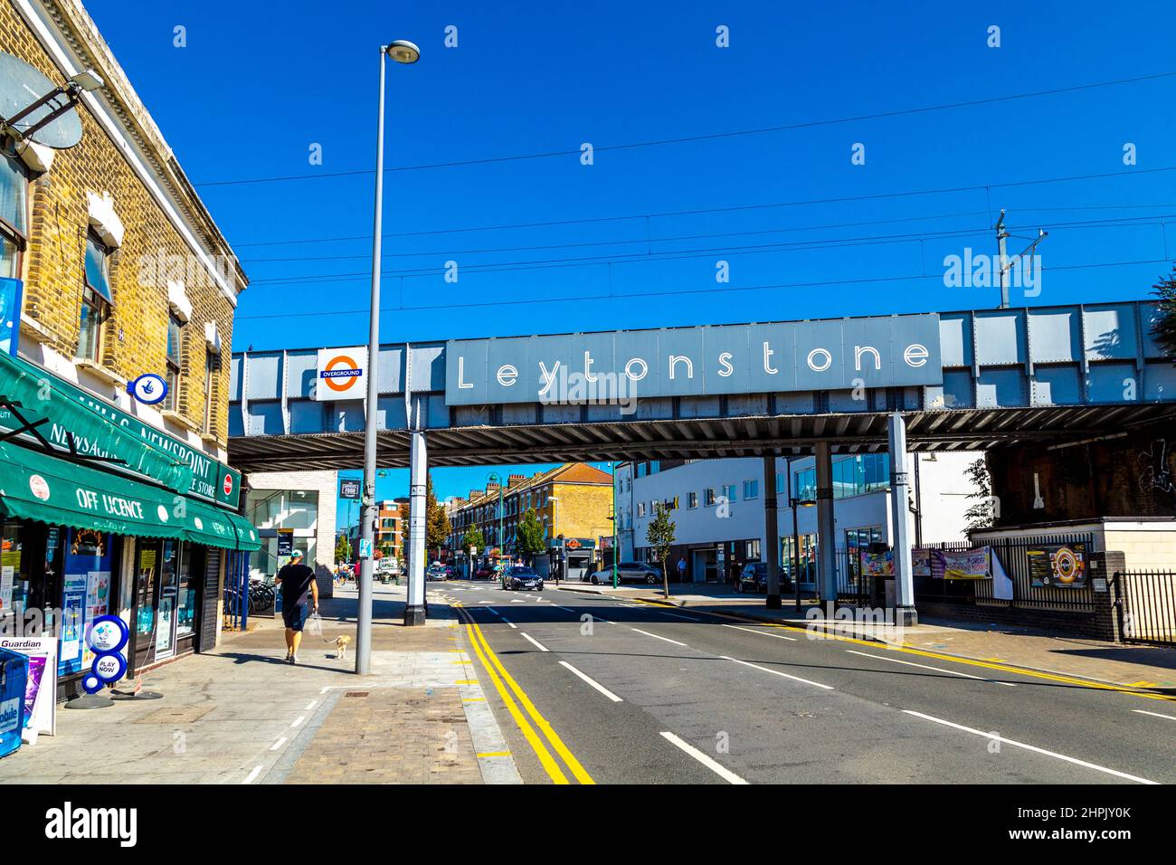 Overground railway bridge at High Road Leytonstone, East London, UK Stock Photo