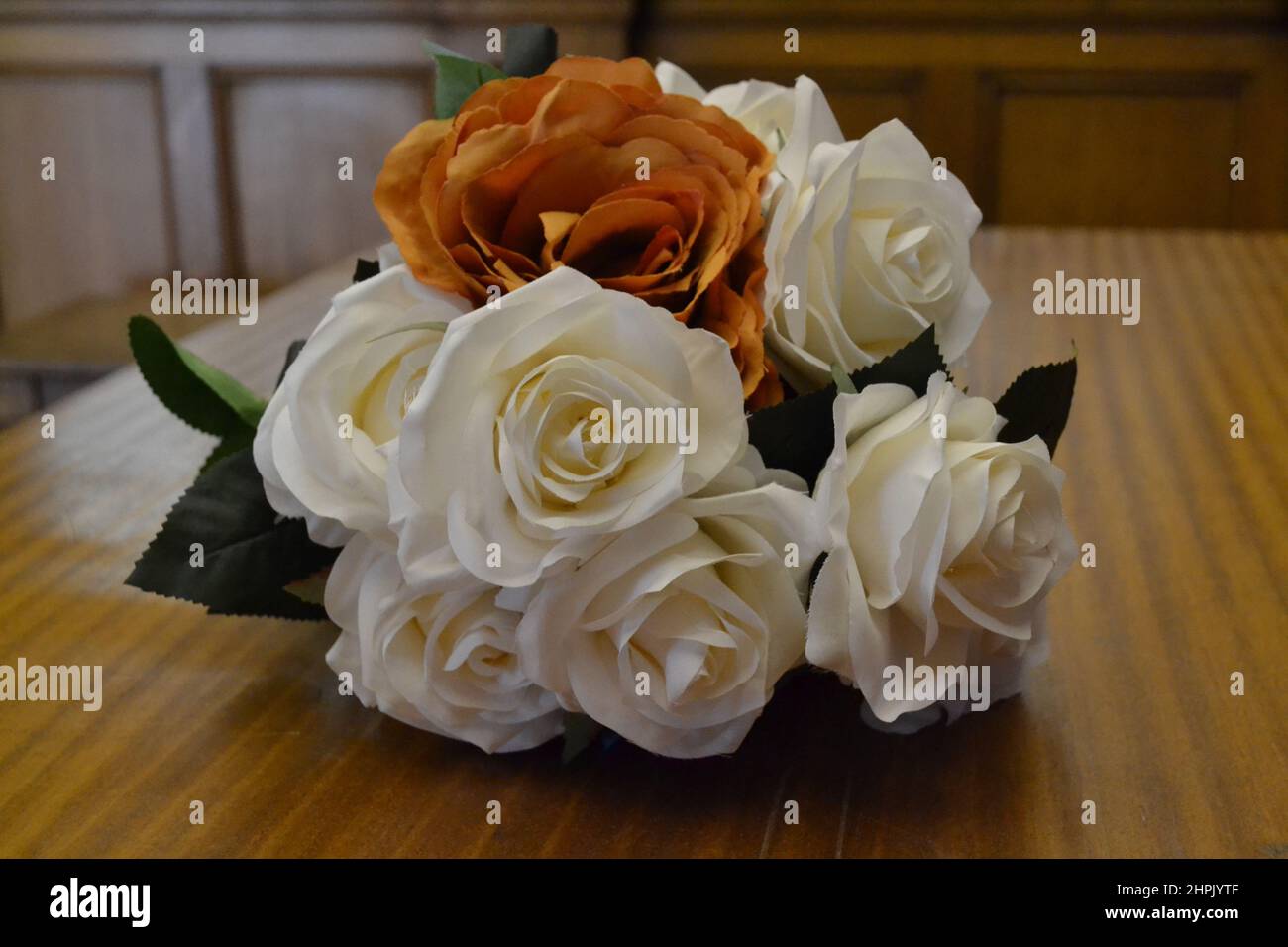 Roses - Wedding Bouquet - White Roses - Wedding Day - Brides Bouquet - UK Stock Photo