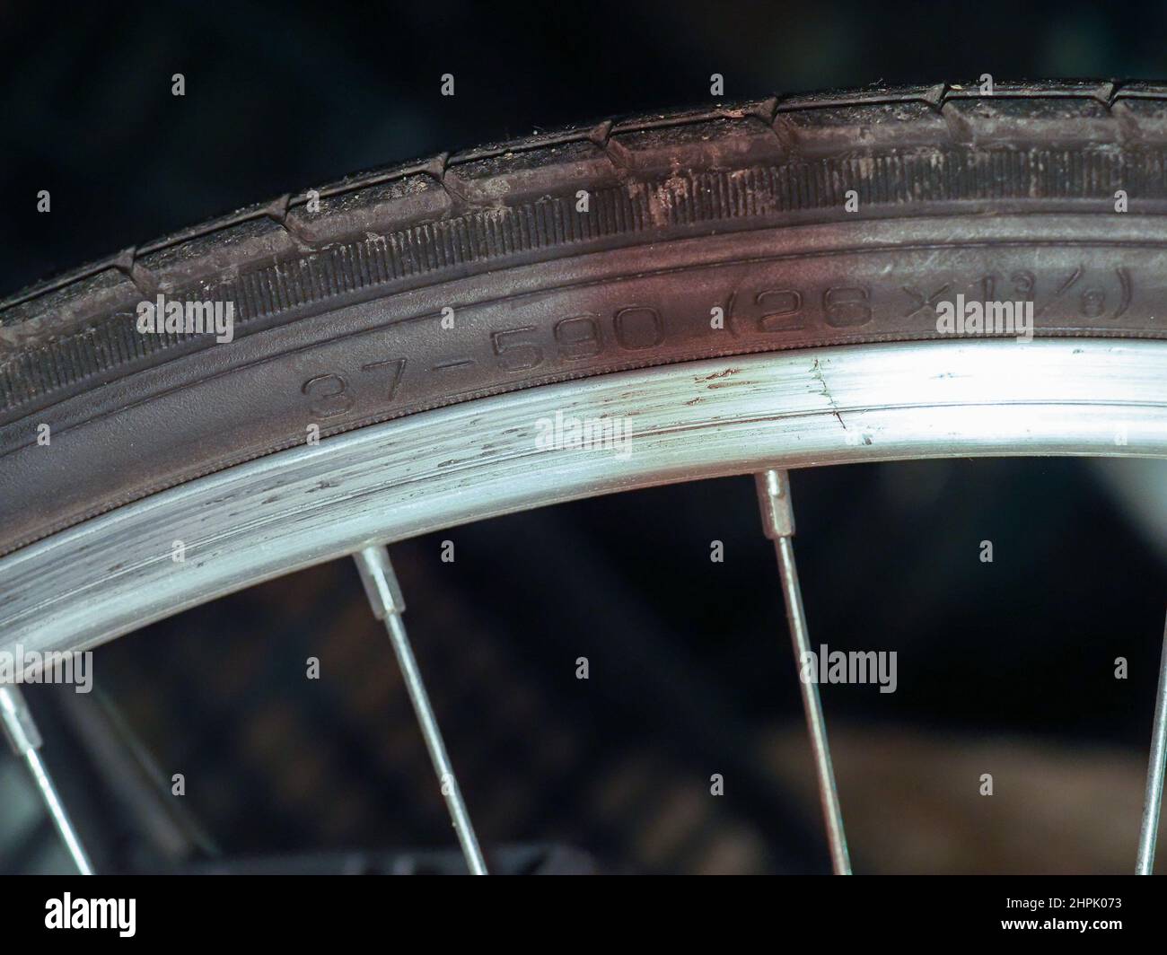size markings dimensions on a bicycle tyre Stock Photo Alamy