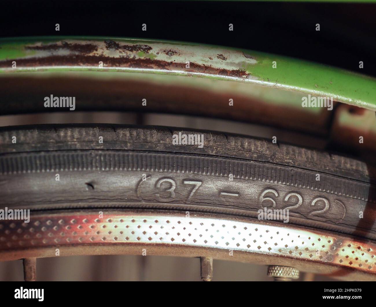 size markings dimensions on a bicycle tyre Stock Photo Alamy