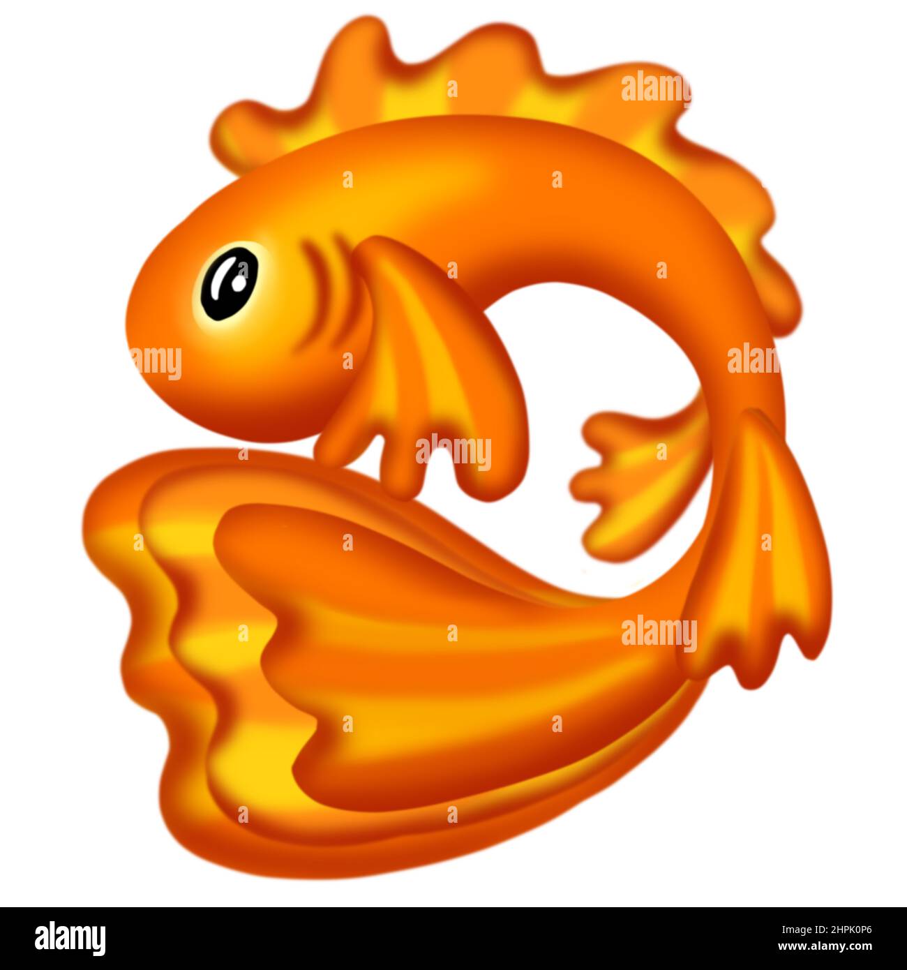 Illustration of a Orange Goldfish Fish on White Background Cartoon Style Stock Photo