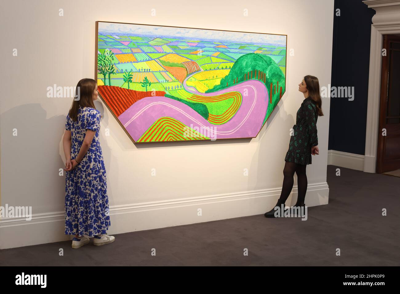 Garrowby Hill by David Hockney on display during a preview at Sotheby's
