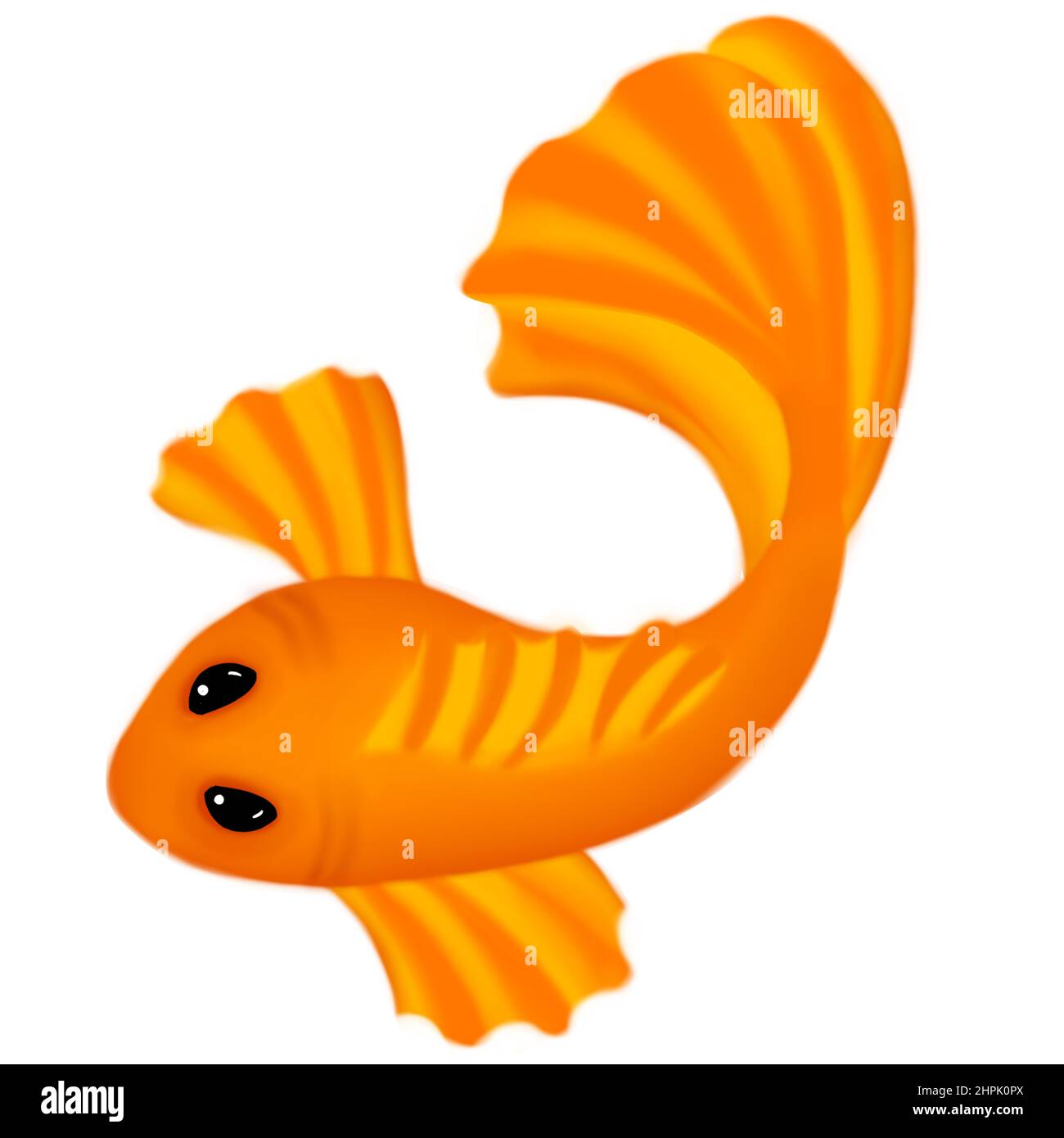 Illustration of a Orange Goldfish Fish on White Background Cartoon Style Stock Photo