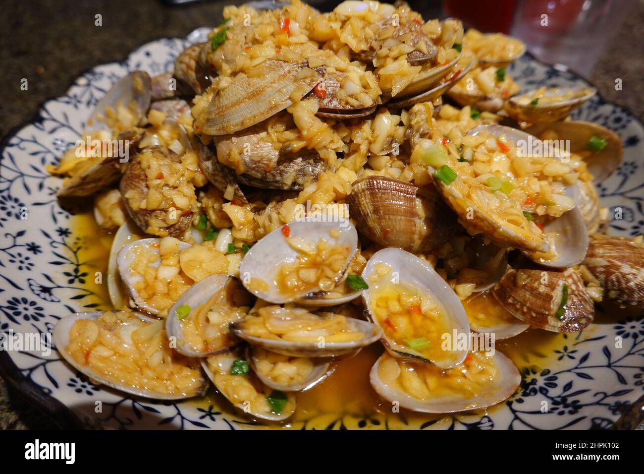 Garlic flower clams Stock Photo