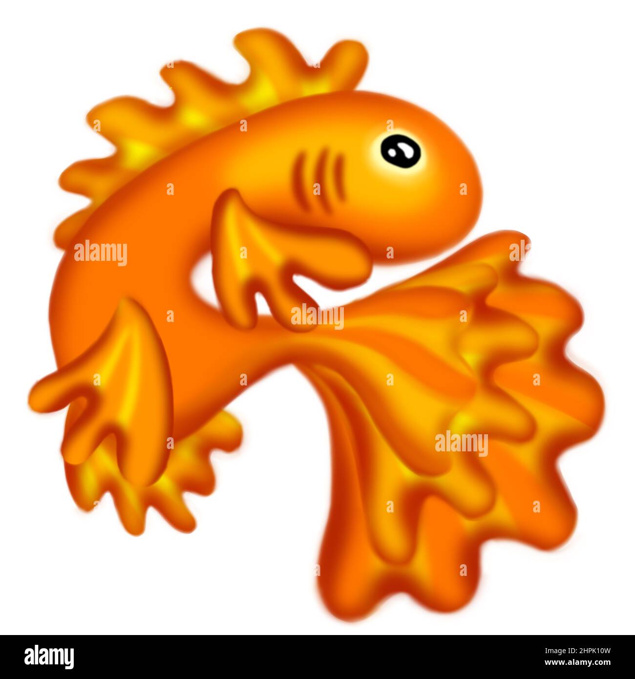 Illustration of a Orange Goldfish Fish on White Background Cartoon Style Stock Photo